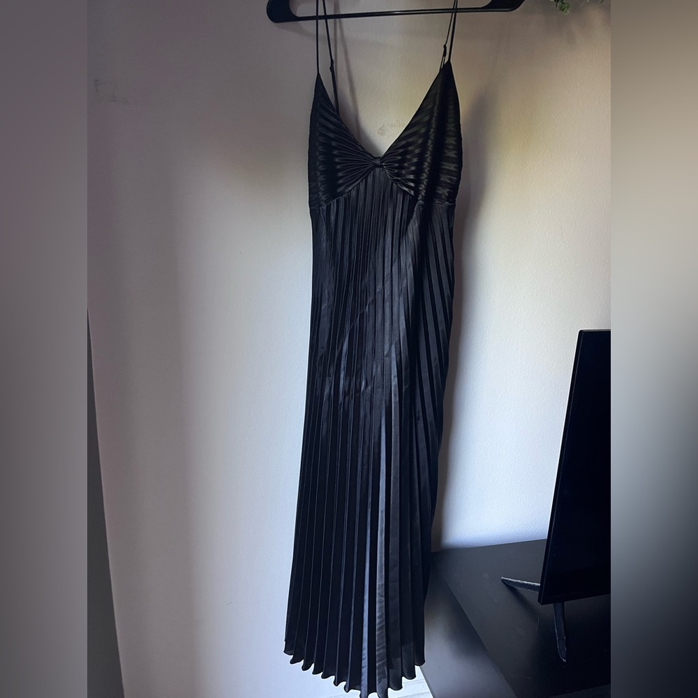 Vintage California Dynasty Black Pleated Midi Dress